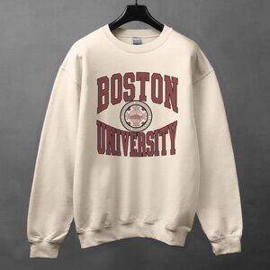 Vintage Boston University Sweatshirt Sand, Boston University Shirt BU Pullover